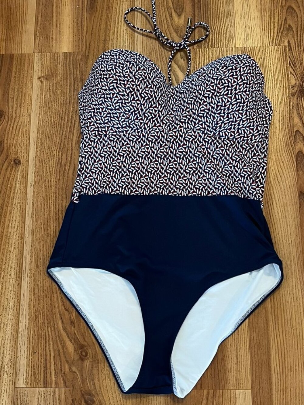 Huit Paris Woman's Blue Marine  Croisette Summer One=Piece Swimsuit Sz 36D